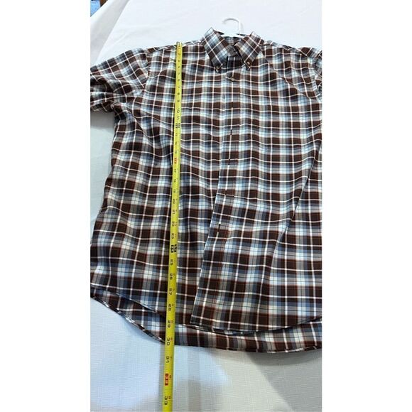 JOS. A. BANK MENS BROWN PLAID BUTTON UP SHIRT SIZE L - Picture 8 of 9